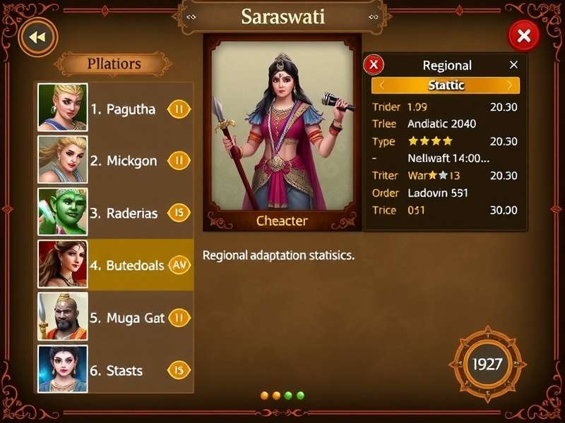 Saraswati Wisdom Warrior character progression screen
